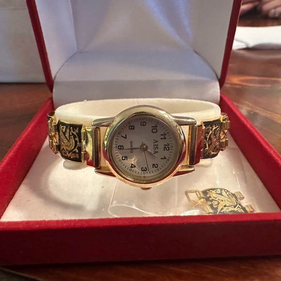 Gold AISA Watch with Black Accents